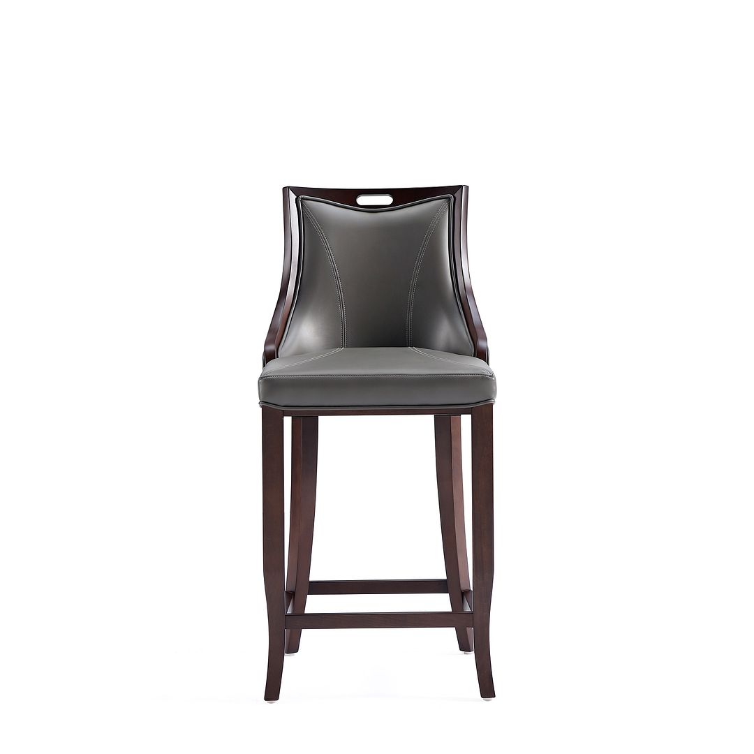 Manhattan Comfort Emperor Faux Leather Pebble Gray Barstool In A Set Of 3