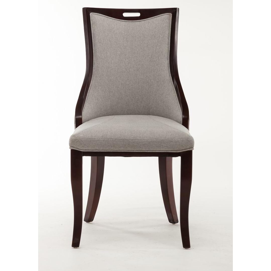 Manhattan Comfort Emperor Gray & Walnut Twill Dining Chairs In A Set Of 2