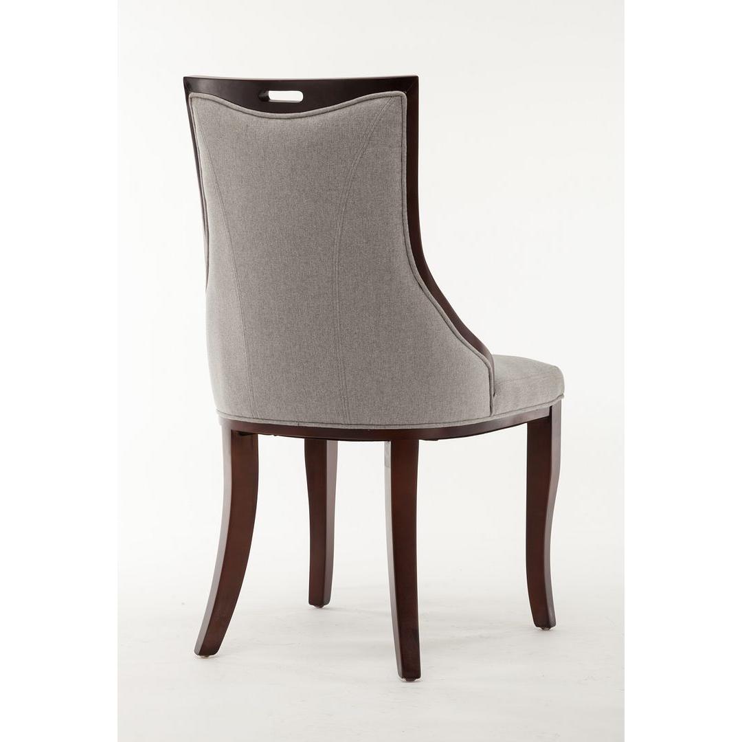 Manhattan Comfort Emperor Gray & Walnut Twill Dining Chairs In A Set Of 2