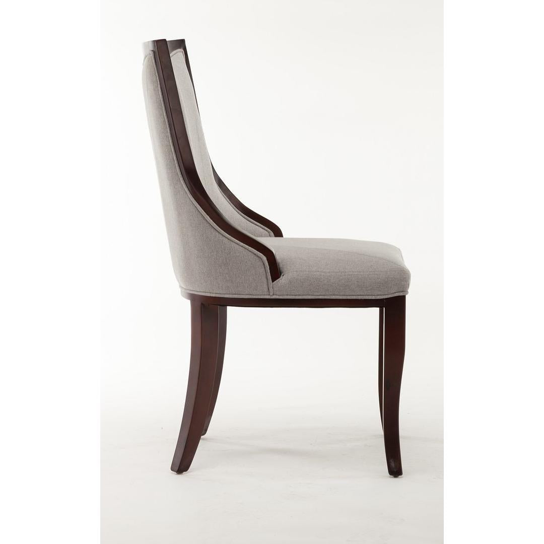 Manhattan Comfort Emperor Gray & Walnut Twill Dining Chairs In A Set Of 2