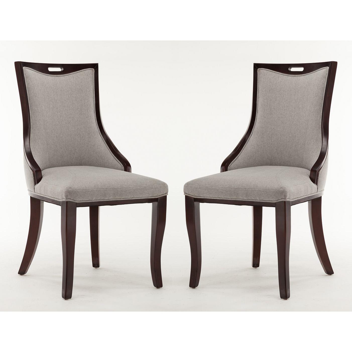 Manhattan Comfort Emperor Gray & Walnut Twill Dining Chairs In A Set Of 2