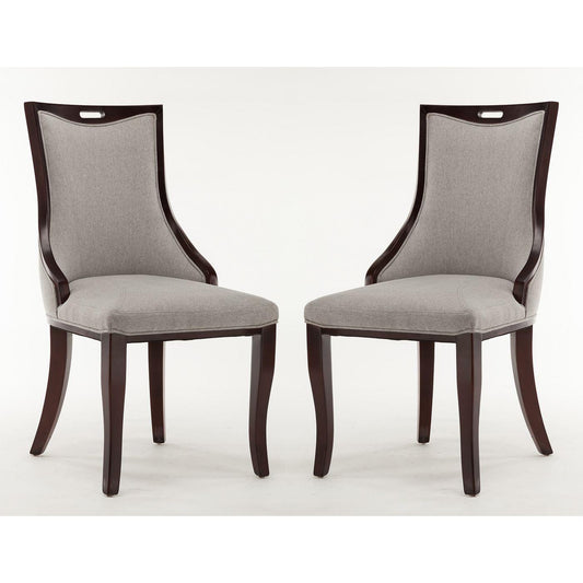 Manhattan Comfort Emperor Gray & Walnut Twill Dining Chairs In A Set Of 2