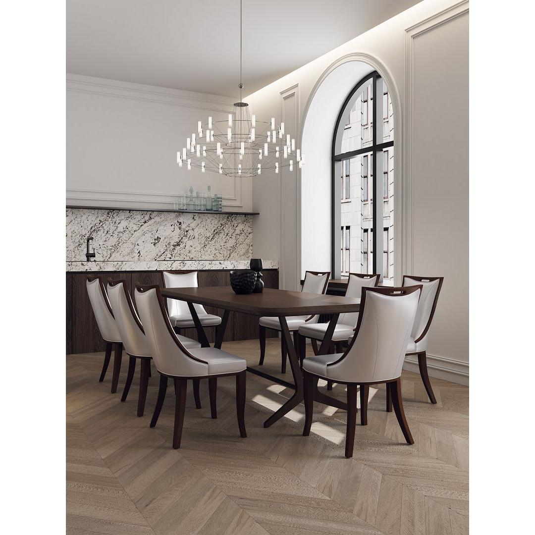 Manhattan Comfort Emperor Silver & Walnut Faux Leather Dining Chairs In A Set Of 2