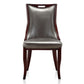 Manhattan Comfort Emperor Silver & Walnut Faux Leather Dining Chairs In A Set Of 2