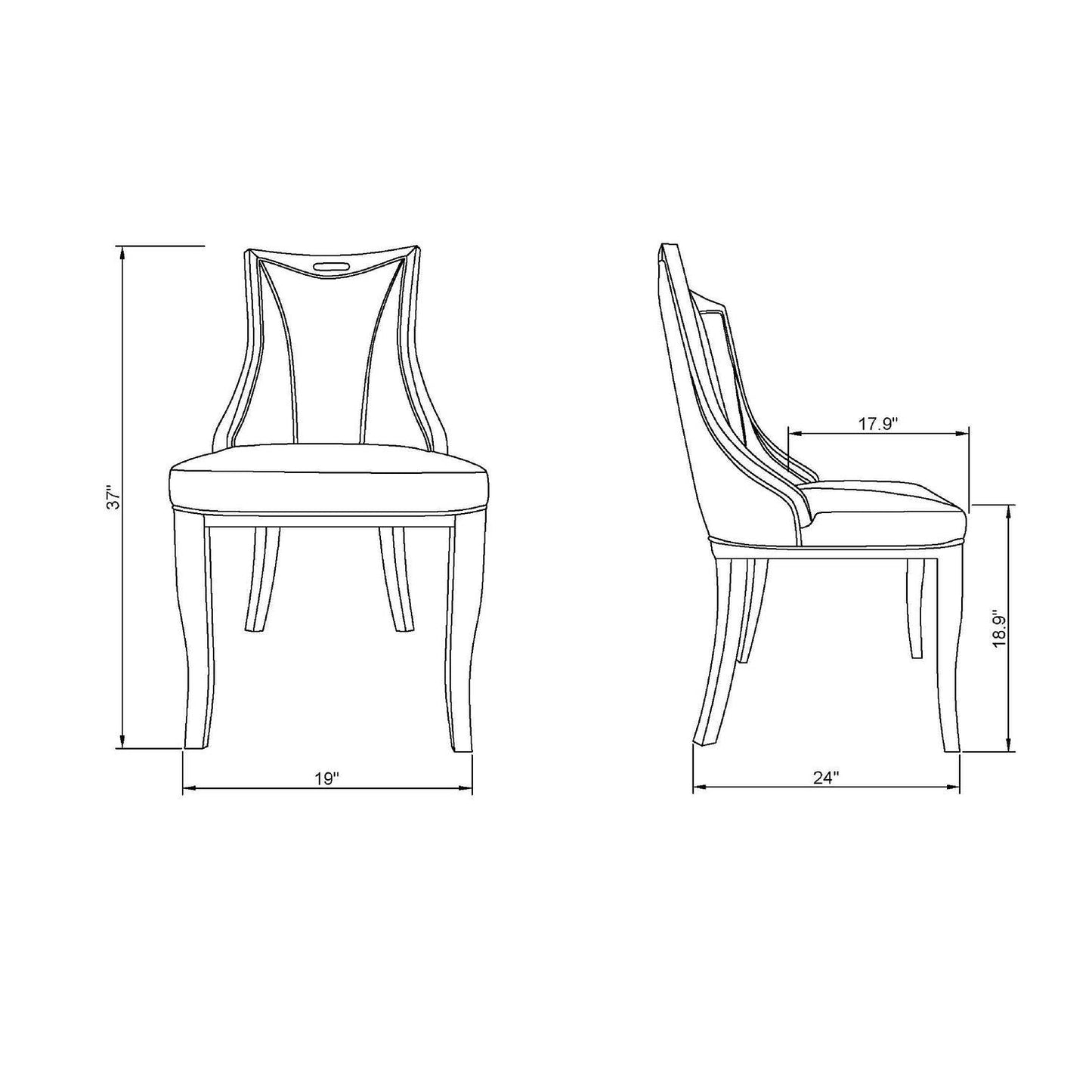 Manhattan Comfort Emperor Silver & Walnut Faux Leather Dining Chairs In A Set Of 2