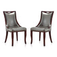 Manhattan Comfort Emperor Silver & Walnut Faux Leather Dining Chairs In A Set Of 2
