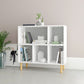 Manhattan Comfort Essex 34" Low Bookcase Cabinet With 5 Shelves In White & Zebra
