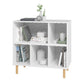 Manhattan Comfort Essex 34" Low Bookcase Cabinet With 5 Shelves In White & Zebra