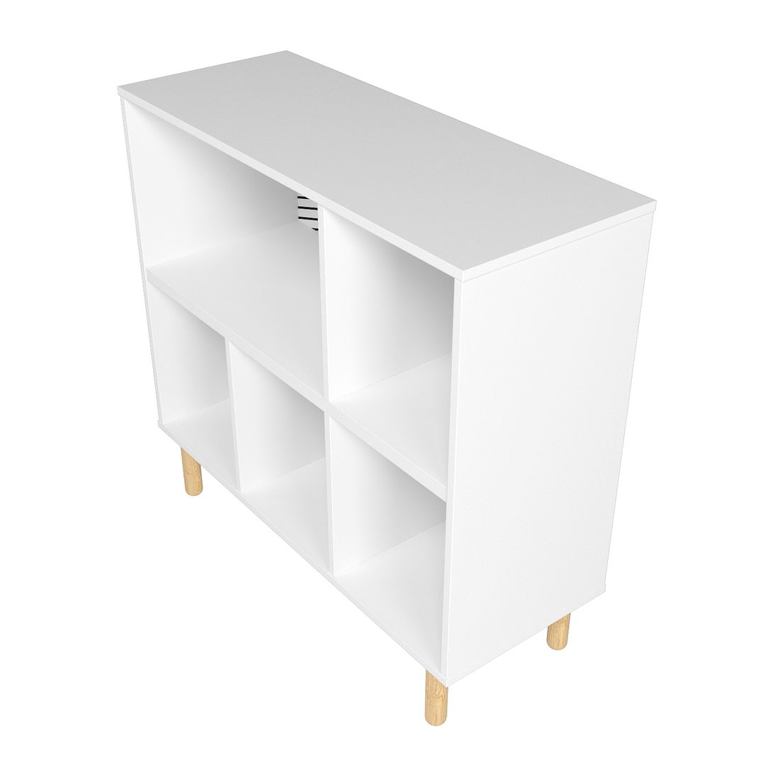 Manhattan Comfort Essex 34" Low Bookcase Cabinet With 5 Shelves In White & Zebra