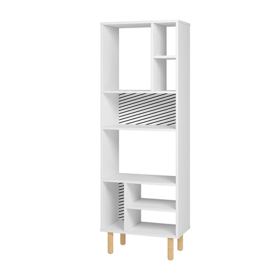 Manhattan Comfort Essex 60" Decor Bookcase Cabinet With 8 Shelves In White & Zebra