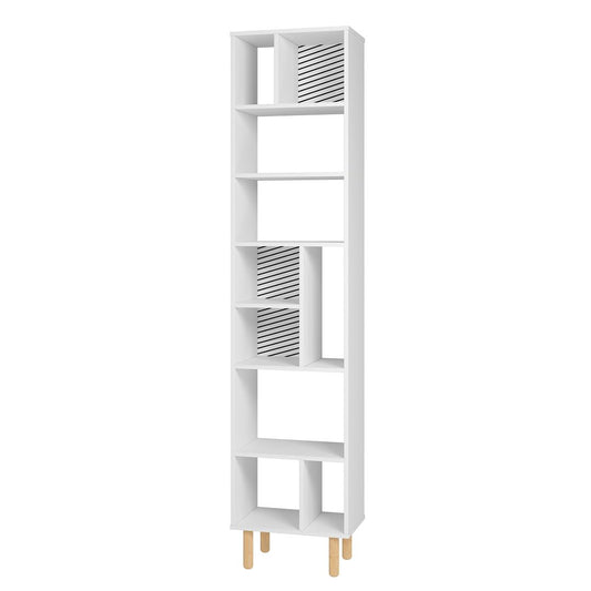 Manhattan Comfort Essex 78" Bookcase Cabinet With 10 Shelves In White & Zebra