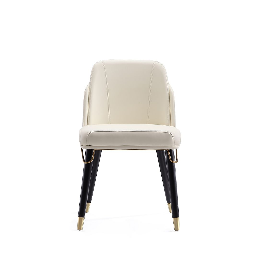 Manhattan Comfort Estelle Cream & Black Faux Leather Dining Chair