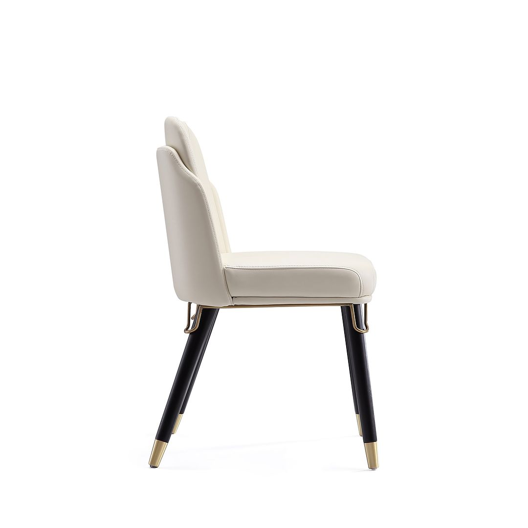 Manhattan Comfort Estelle Cream & Black Faux Leather Dining Chair