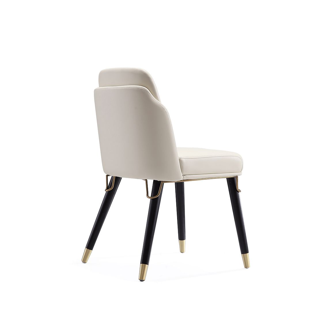 Manhattan Comfort Estelle Cream & Black Faux Leather Dining Chair