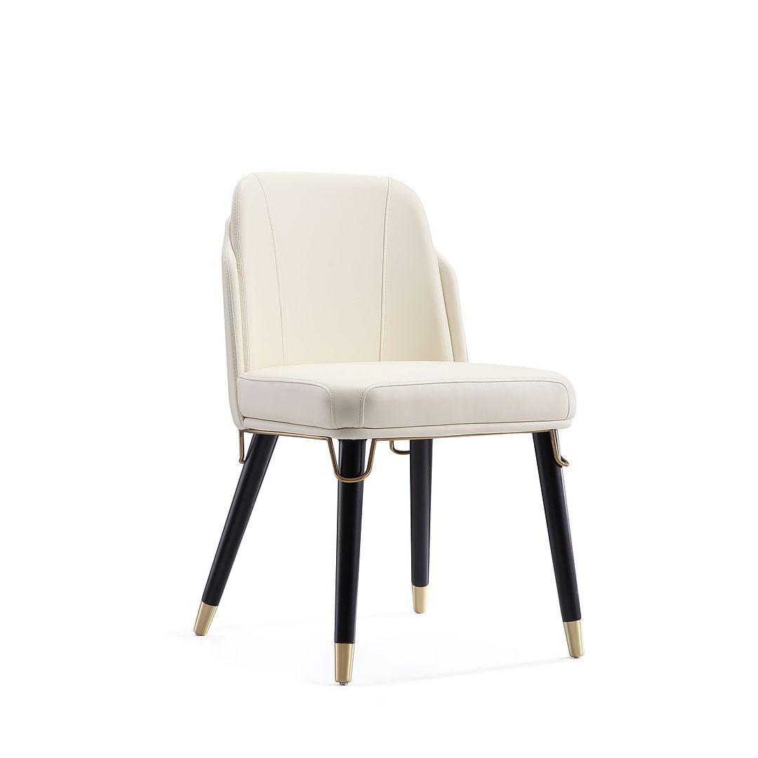 Manhattan Comfort Estelle Cream & Black Faux Leather Dining Chair