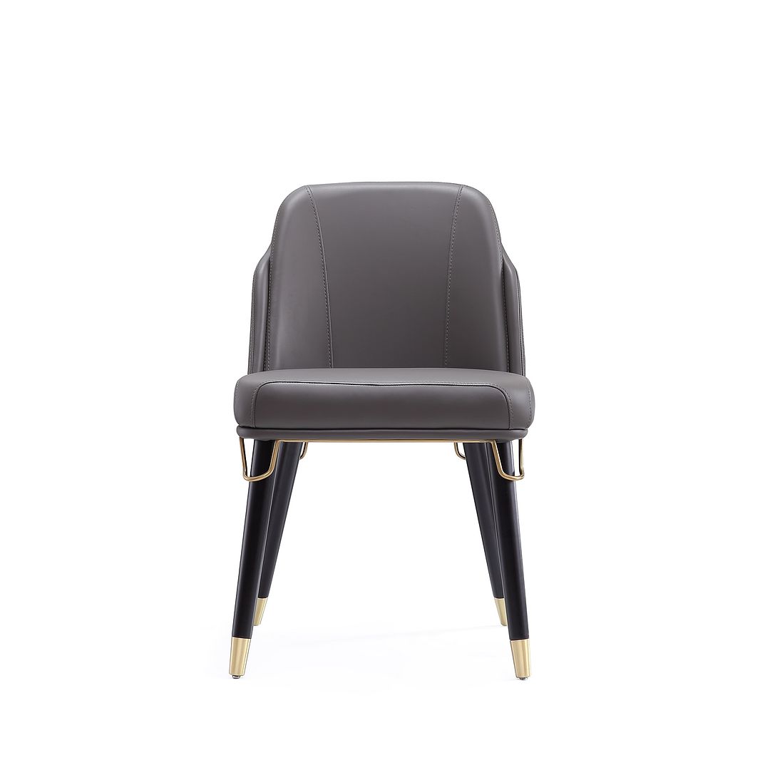 Manhattan Comfort Estelle Pebble & Black Faux Leather Dining Chair