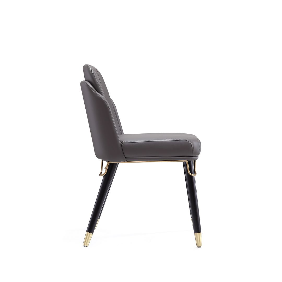 Manhattan Comfort Estelle Pebble & Black Faux Leather Dining Chair
