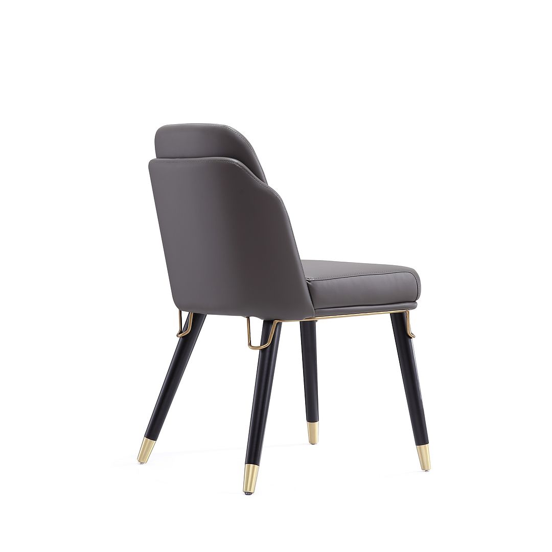 Manhattan Comfort Estelle Pebble & Black Faux Leather Dining Chair