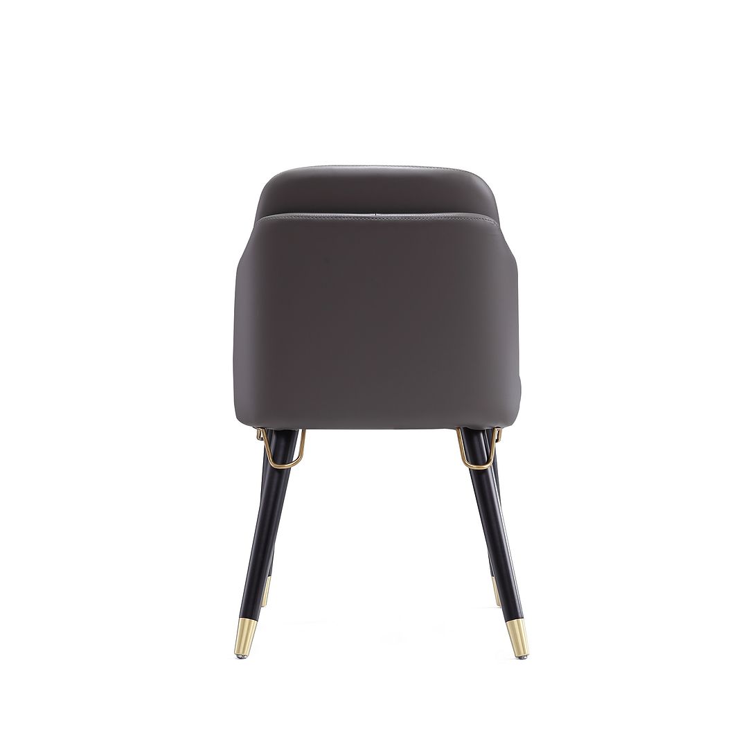 Manhattan Comfort Estelle Pebble & Black Faux Leather Dining Chair