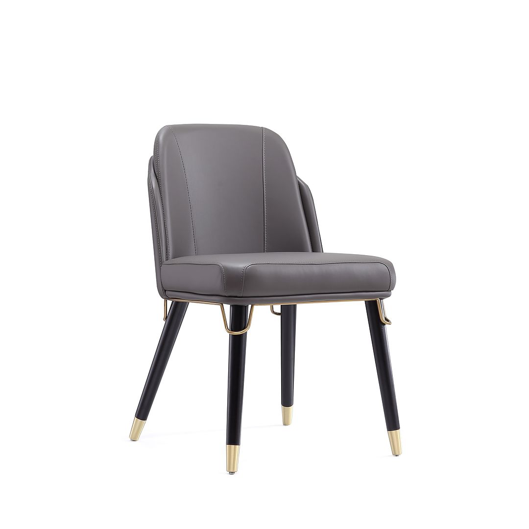 Manhattan Comfort Estelle Pebble & Black Faux Leather Dining Chair