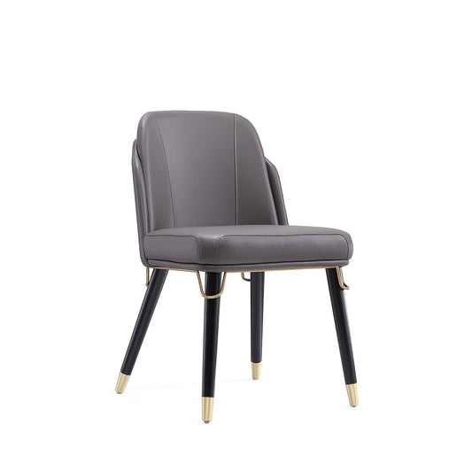 Manhattan Comfort Estelle Pebble & Black Faux Leather Dining Chair