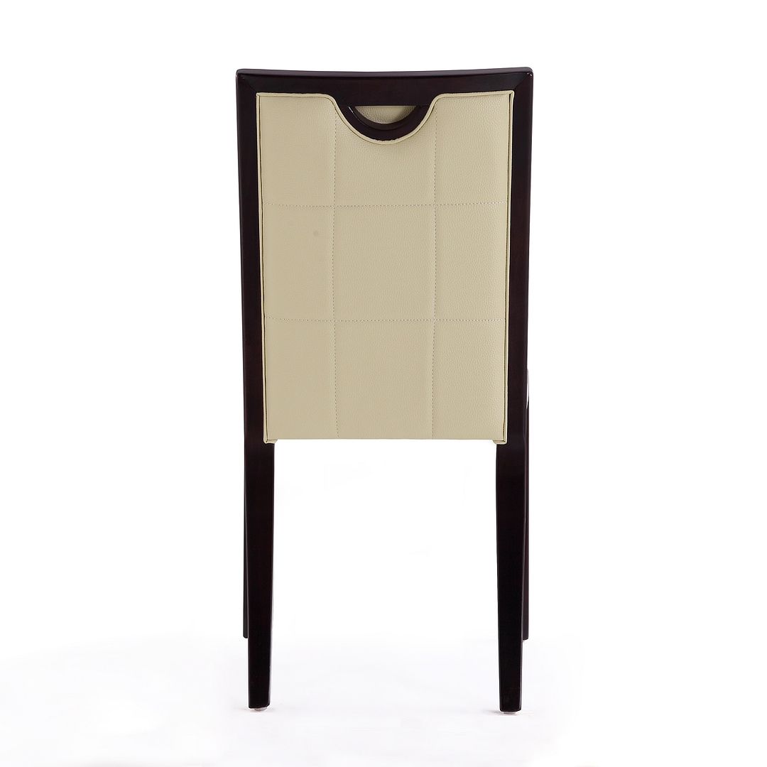 Manhattan Comfort Executor Cream & Walnut Faux Leather Dining Chairs In A Set Of 2