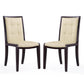 Manhattan Comfort Executor Cream & Walnut Faux Leather Dining Chairs In A Set Of 2