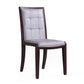 Manhattan Comfort Executor Silver & Walnut Faux Leather Dining Chairs In A Set Of 2