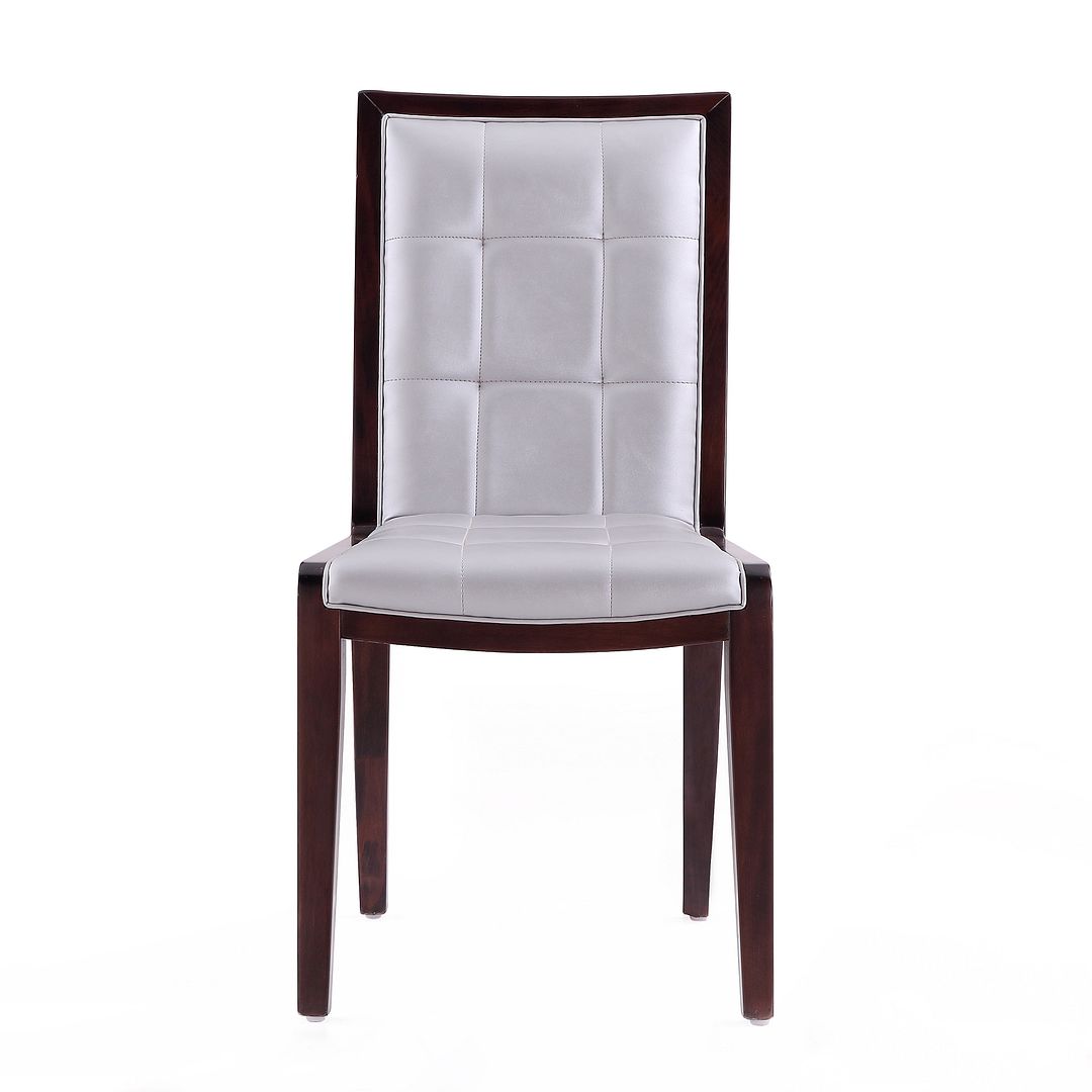 Manhattan Comfort Executor Silver & Walnut Faux Leather Dining Chairs In A Set Of 2