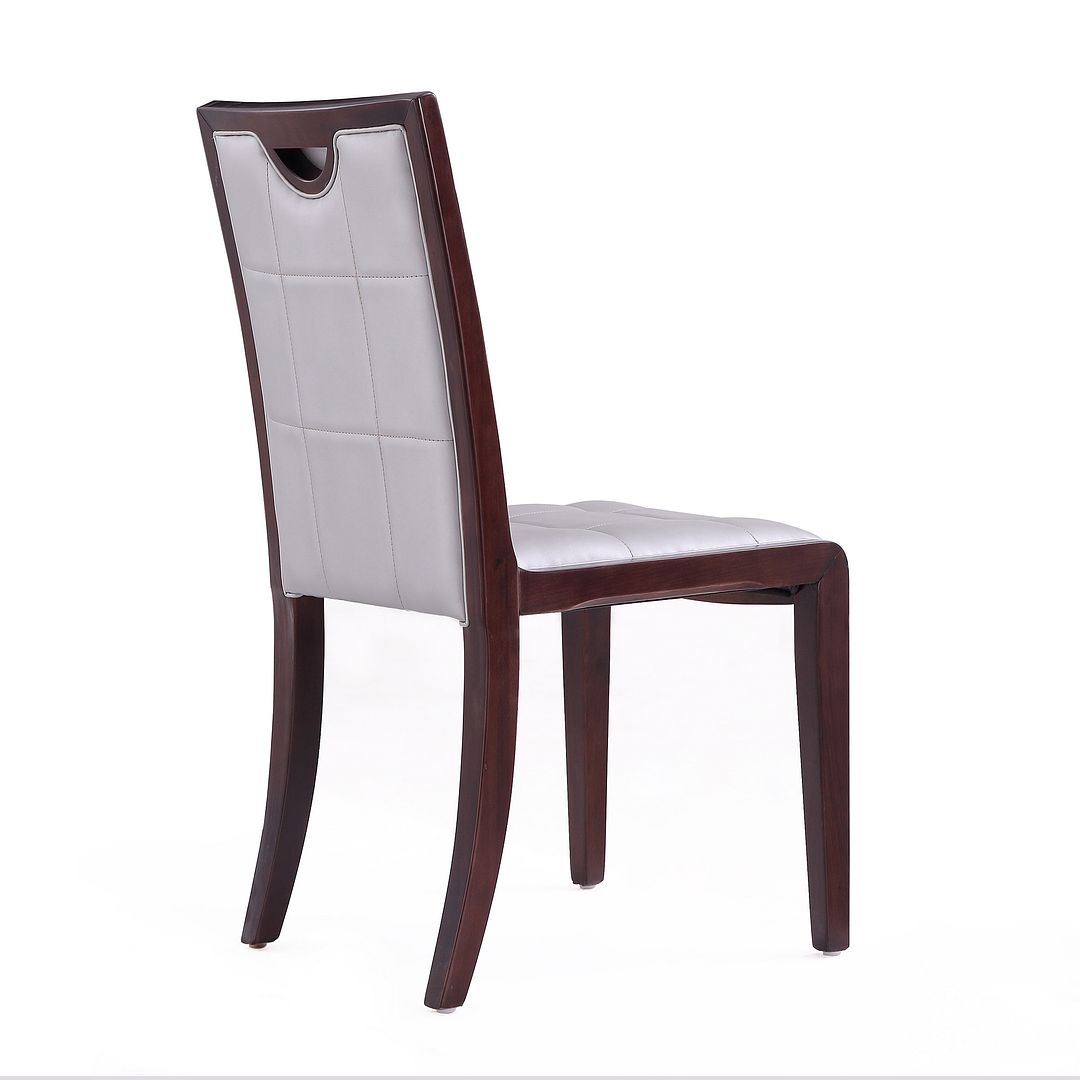 Manhattan Comfort Executor Silver & Walnut Faux Leather Dining Chairs In A Set Of 2