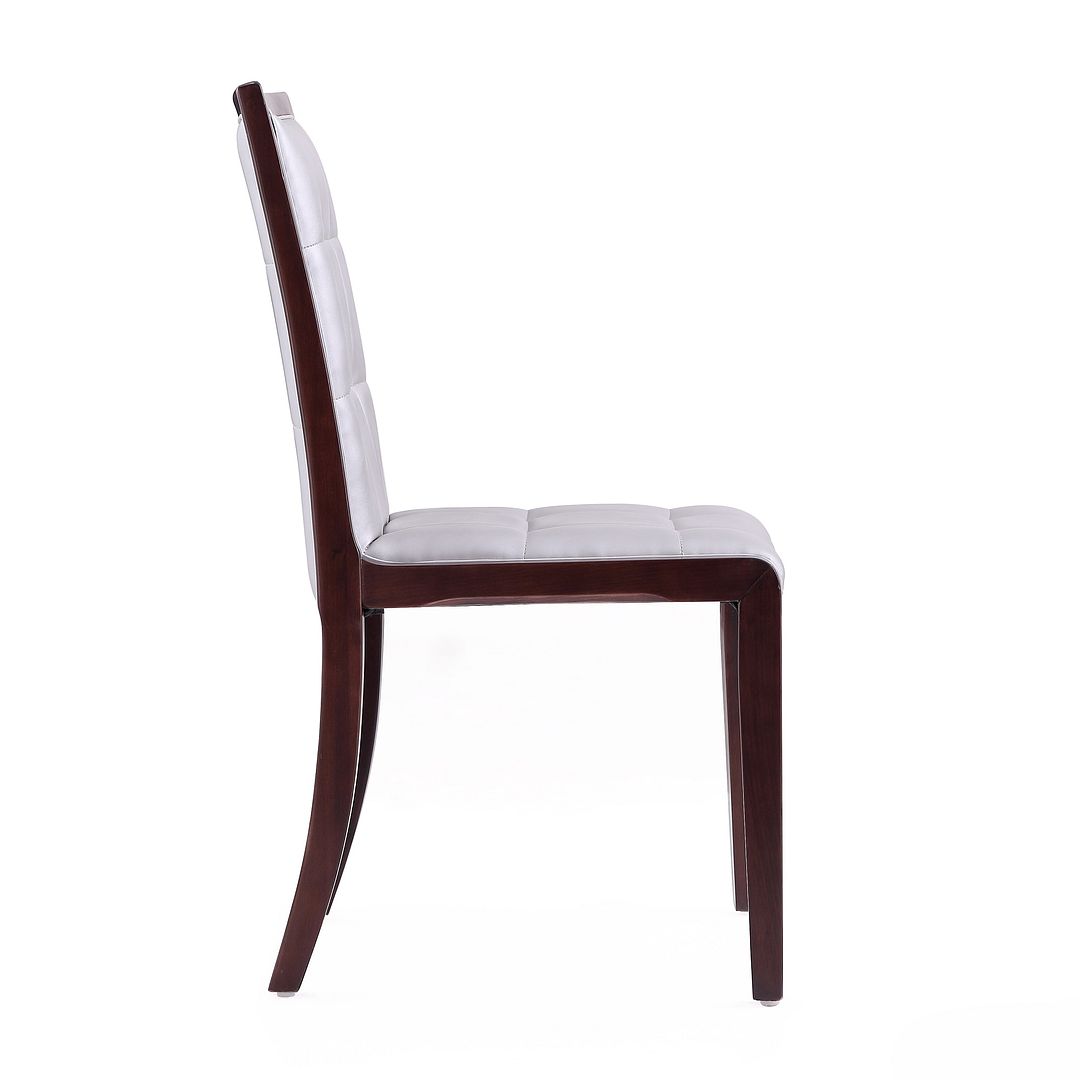 Manhattan Comfort Executor Silver & Walnut Faux Leather Dining Chairs In A Set Of 2
