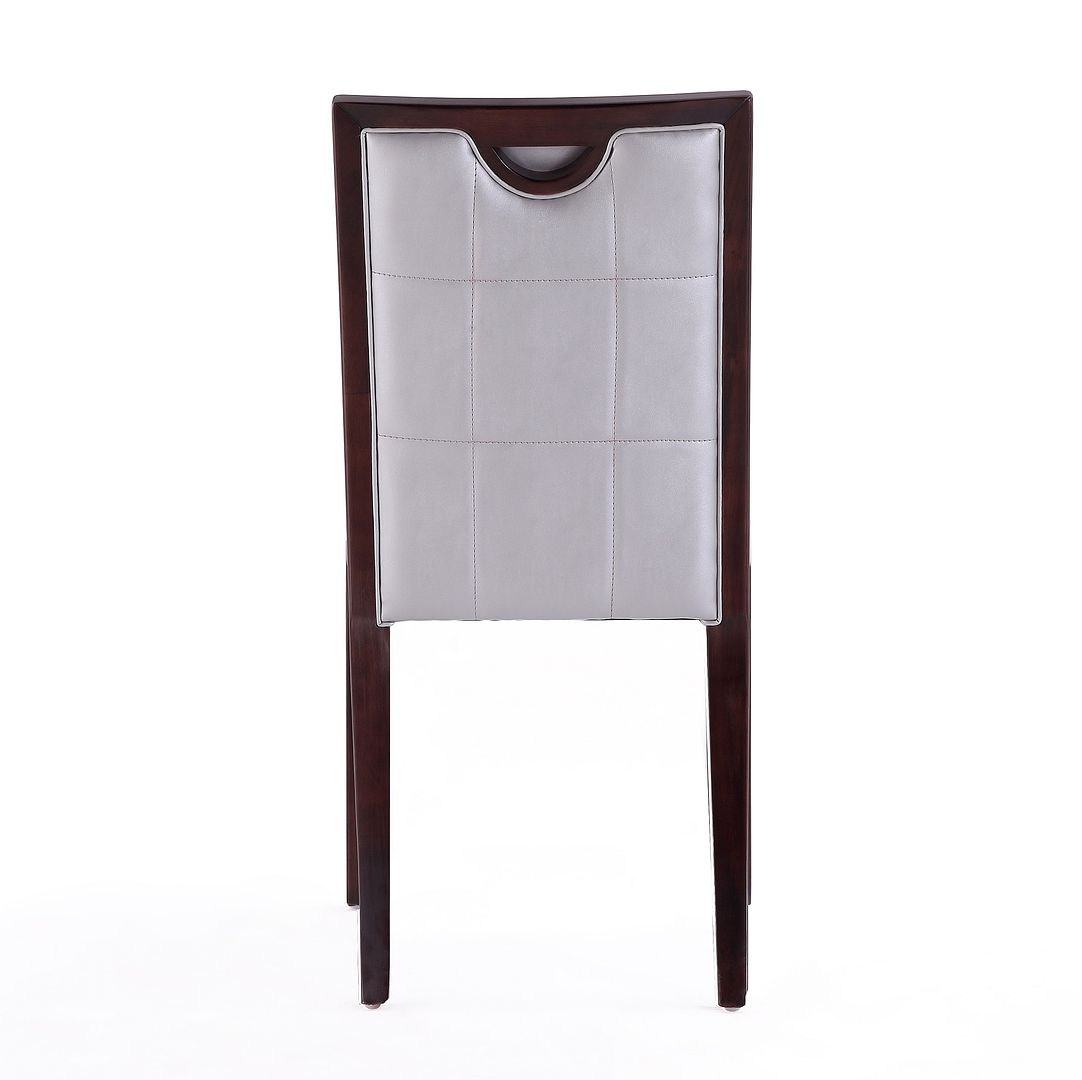 Manhattan Comfort Executor Silver & Walnut Faux Leather Dining Chairs In A Set Of 2