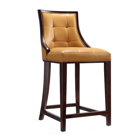 Manhattan Comfort Fifth Ave 40"H Camel & Dark Walnut Beech Wood Counter Height Bar Stool