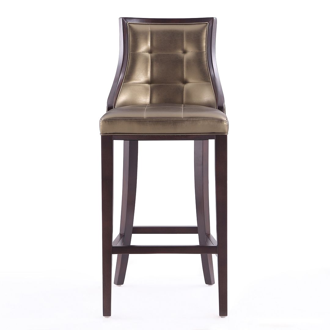 Manhattan Comfort Fifth Avenue 45"H Bronze & Walnut Beech Wood Bar Stool
