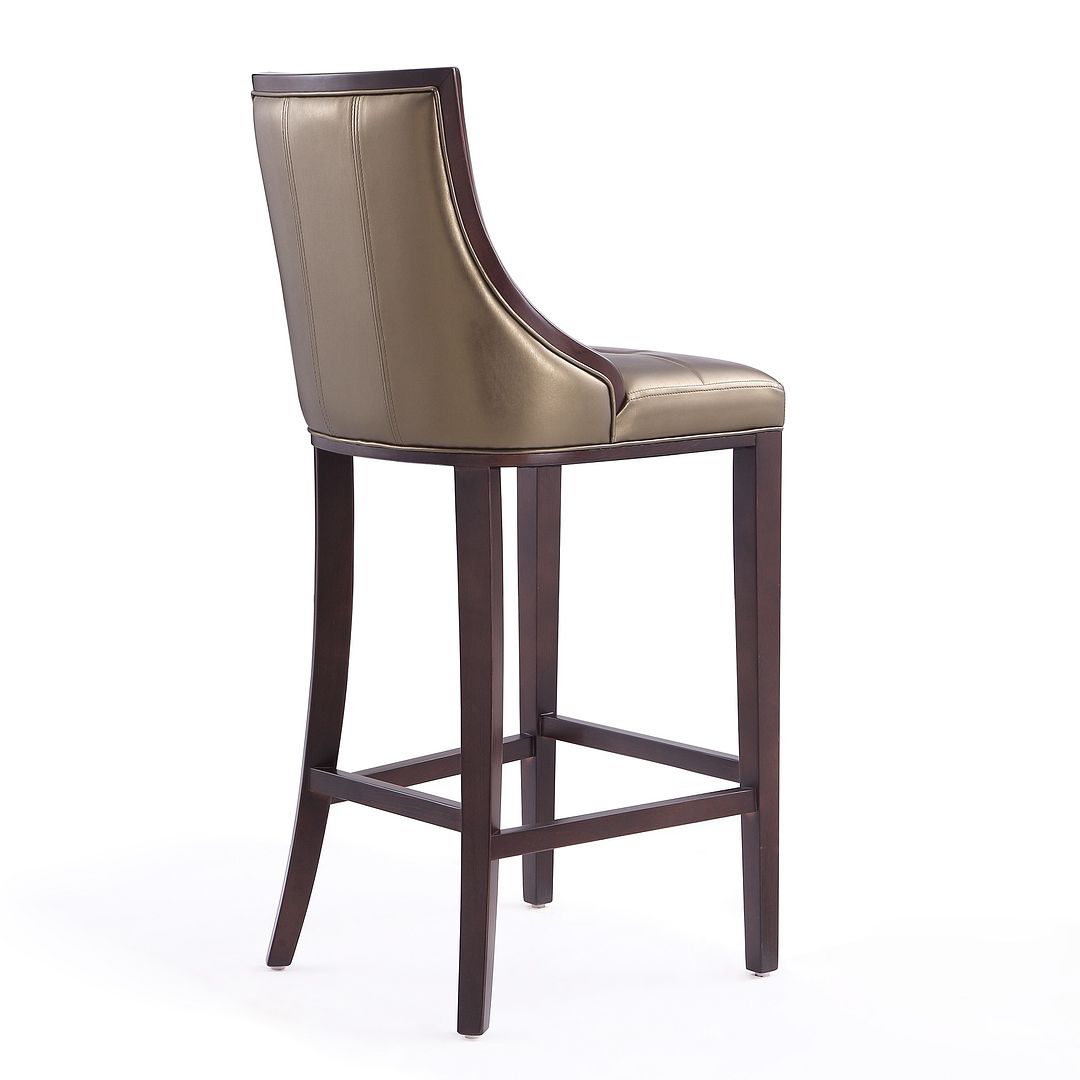 Manhattan Comfort Fifth Avenue 45"H Bronze & Walnut Beech Wood Bar Stool