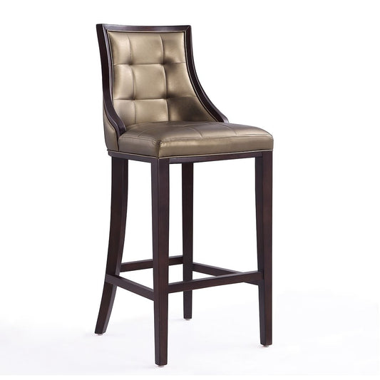 Manhattan Comfort Fifth Avenue 45"H Bronze & Walnut Beech Wood Bar Stool