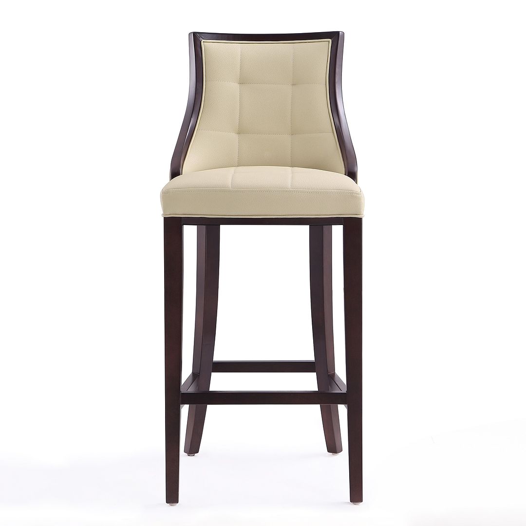 Manhattan Comfort Fifth Avenue 45"H Cream & Walnut Beech Wood Bar Stool