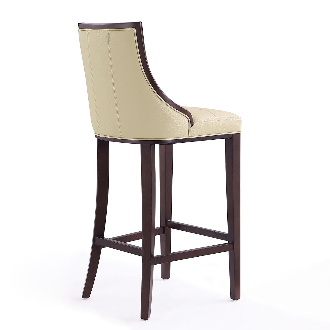 Manhattan Comfort Fifth Avenue 45"H Cream & Walnut Beech Wood Bar Stool