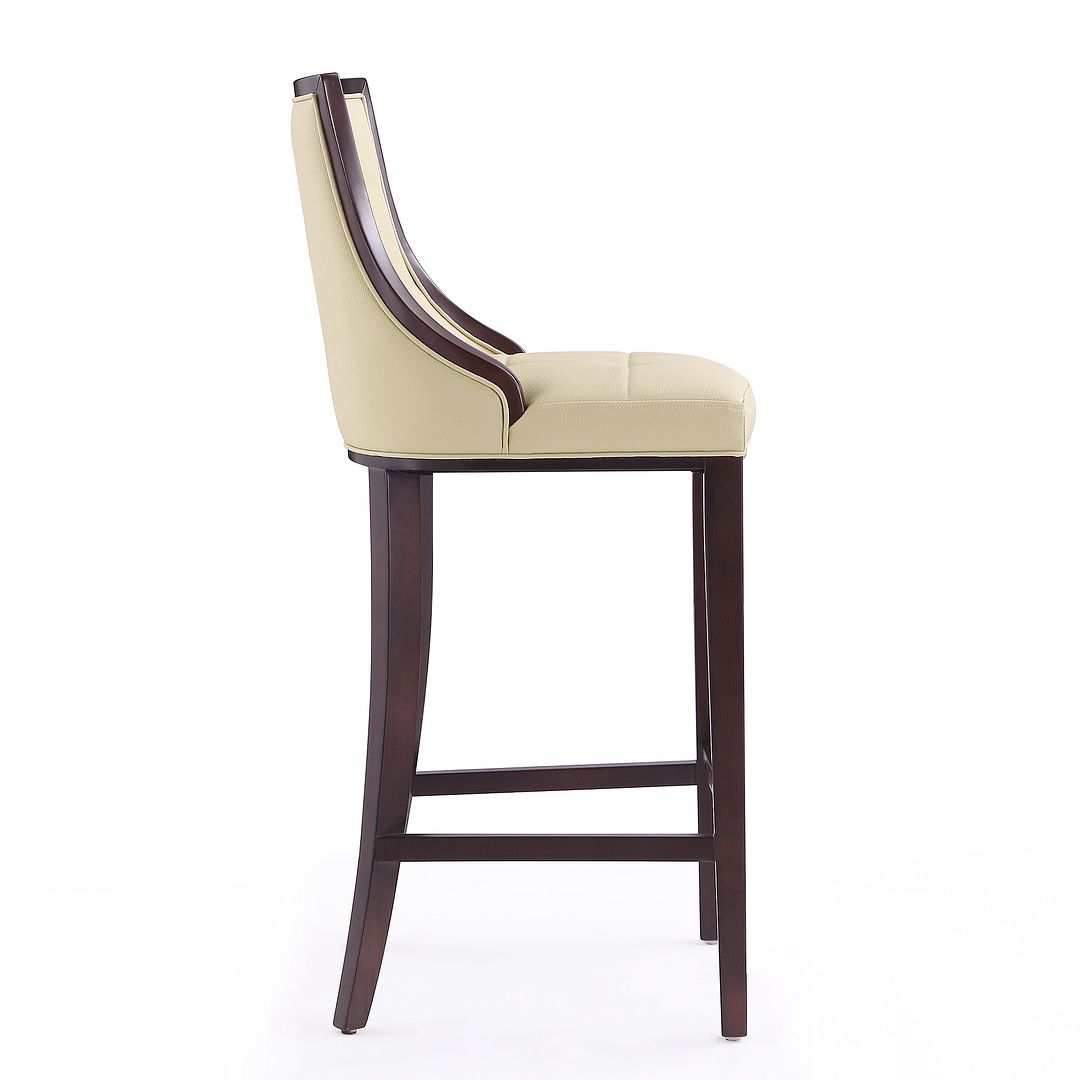 Manhattan Comfort Fifth Avenue 45"H Cream & Walnut Beech Wood Bar Stool