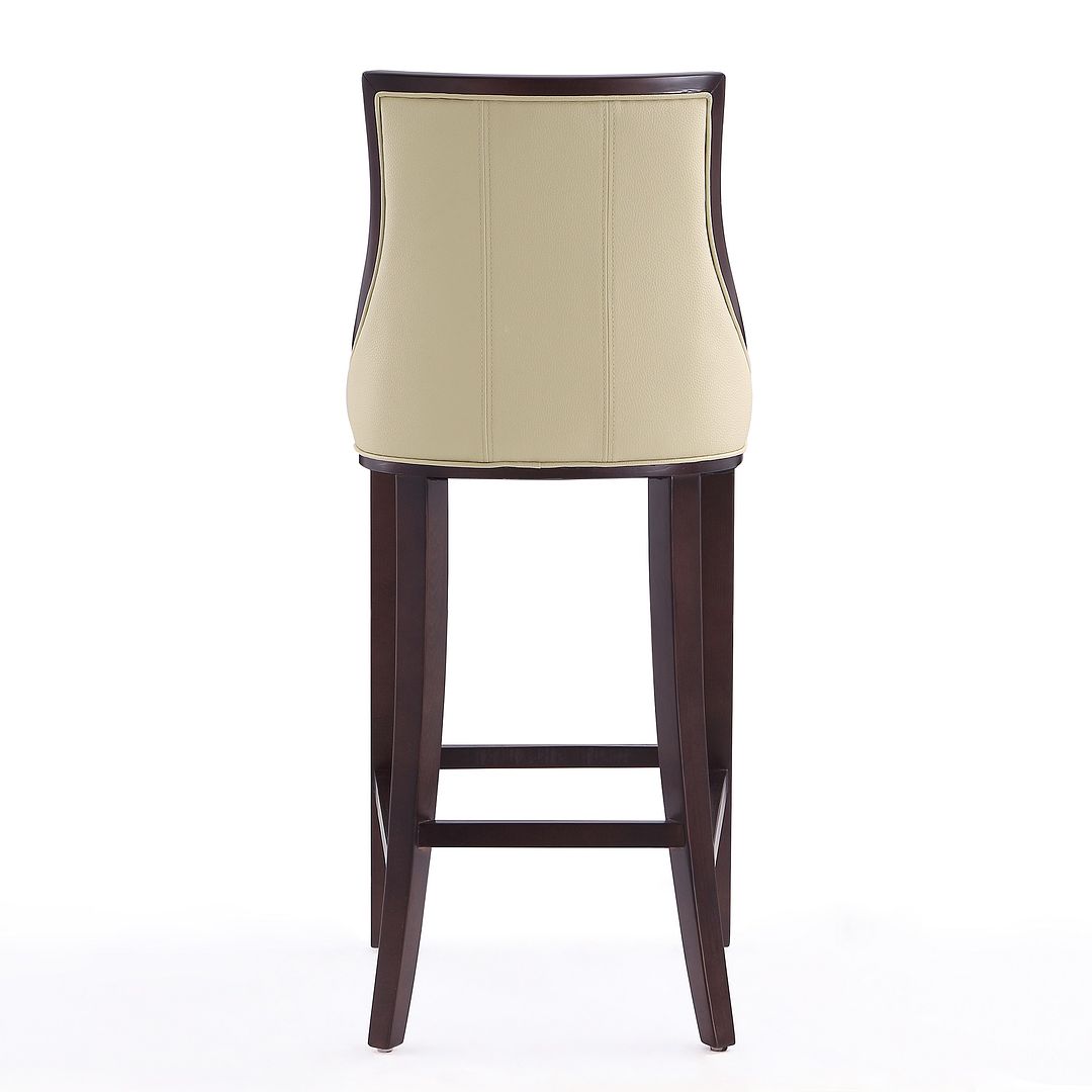 Manhattan Comfort Fifth Avenue 45"H Cream & Walnut Beech Wood Bar Stool