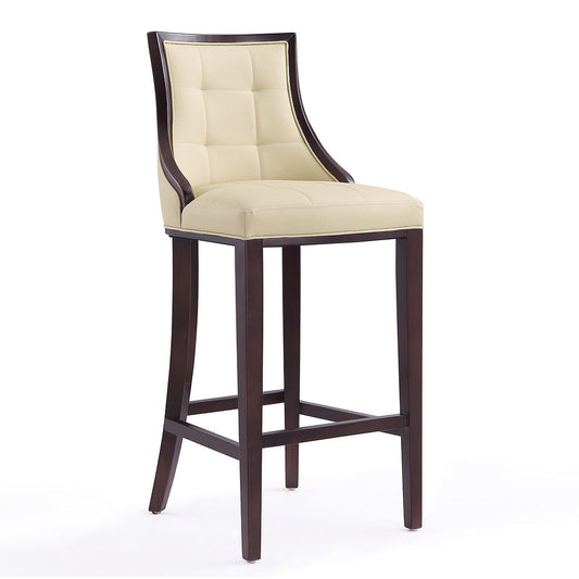 Manhattan Comfort Fifth Avenue 45"H Cream & Walnut Beech Wood Bar Stool