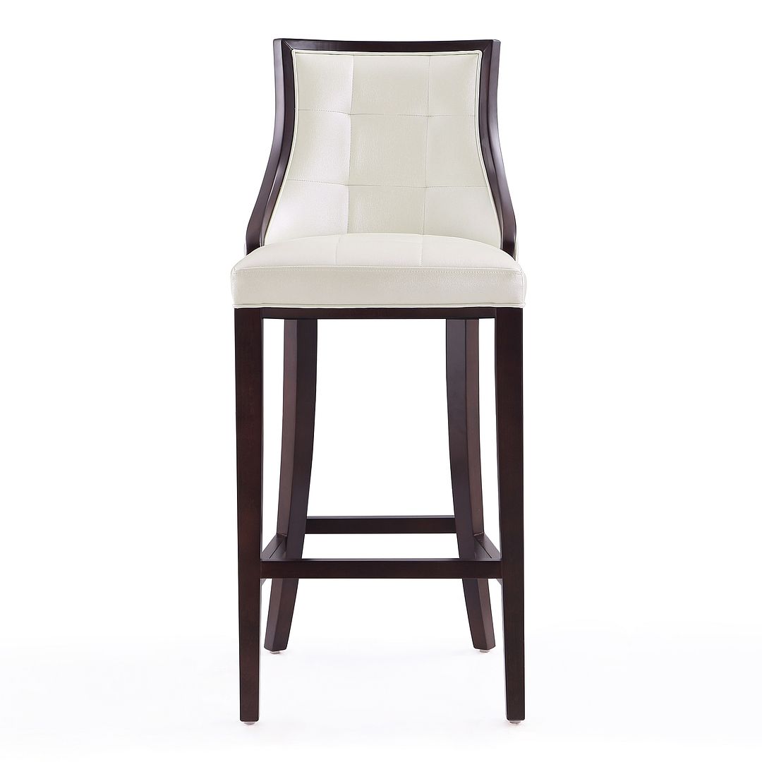 Manhattan Comfort Fifth Avenue 45"H Pearl White & Walnut Beech Wood Bar Stool