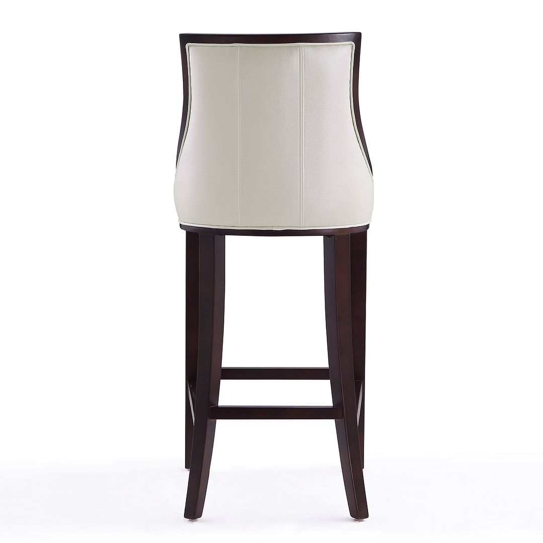 Manhattan Comfort Fifth Avenue 45"H Pearl White & Walnut Beech Wood Bar Stool