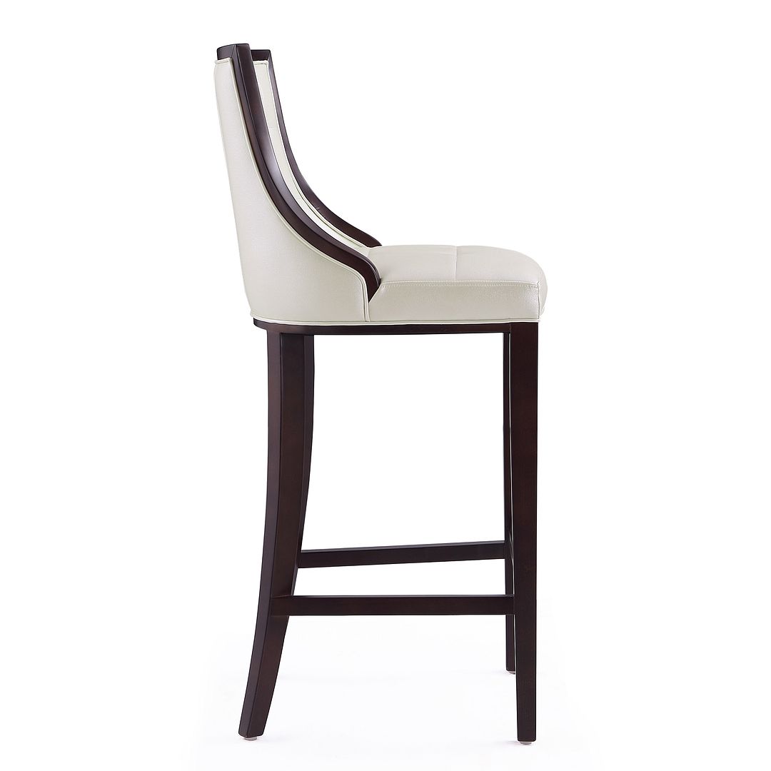 Manhattan Comfort Fifth Avenue 45"H Pearl White & Walnut Beech Wood Bar Stool