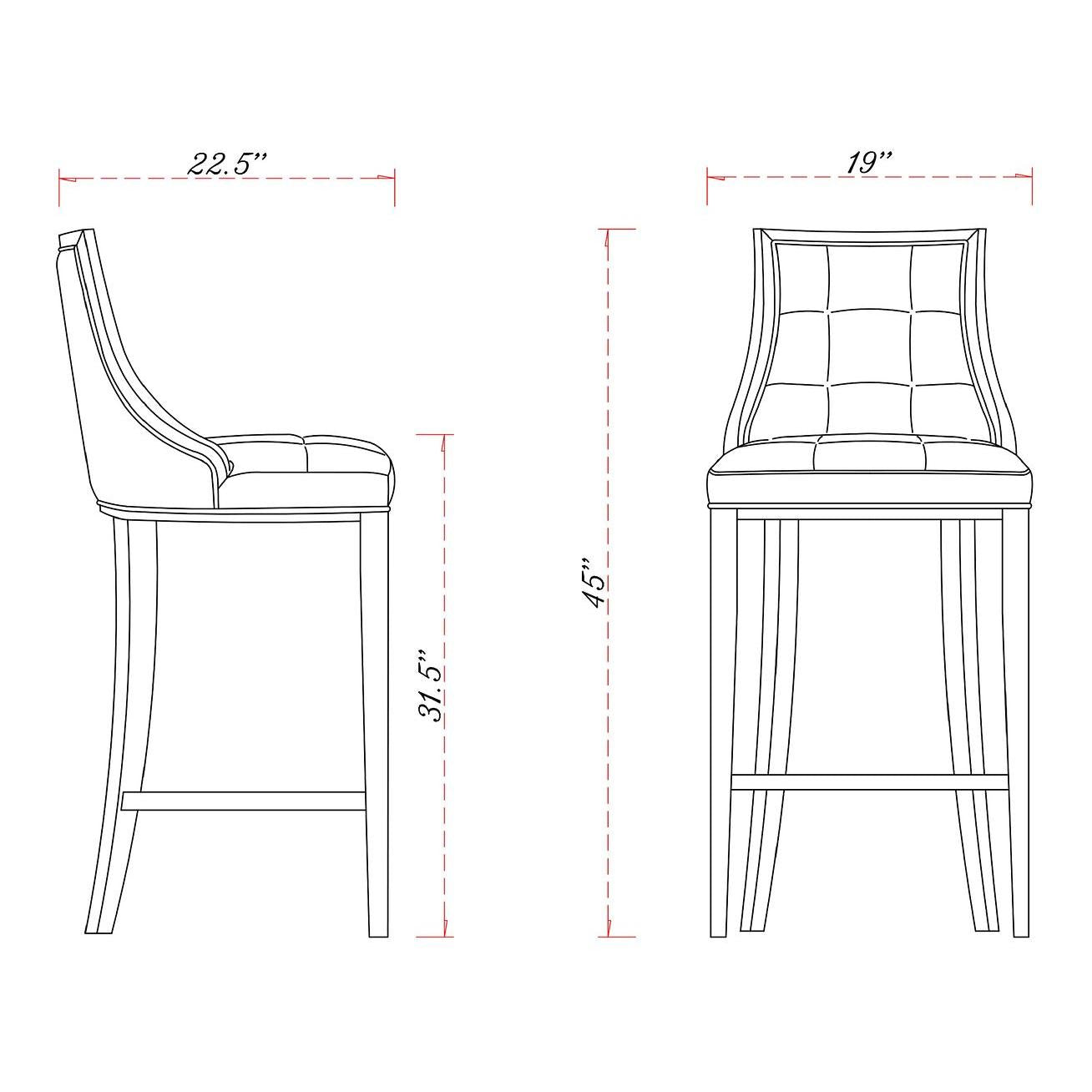 Manhattan Comfort Fifth Avenue 45"H Pearl White & Walnut Beech Wood Bar Stool