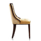 Manhattan Comfort Fifth Avenue Antique Gold & Walnut Velvet Dining Chairs In A Set Of 2