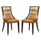 Manhattan Comfort Fifth Avenue Antique Gold & Walnut Velvet Dining Chairs In A Set Of 2