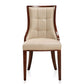 Manhattan Comfort Fifth Avenue Cream & Walnut Faux Leather Dining Chairs In A Set Of 2