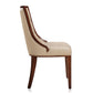 Manhattan Comfort Fifth Avenue Cream & Walnut Faux Leather Dining Chairs In A Set Of 2