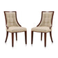 Manhattan Comfort Fifth Avenue Cream & Walnut Faux Leather Dining Chairs In A Set Of 2